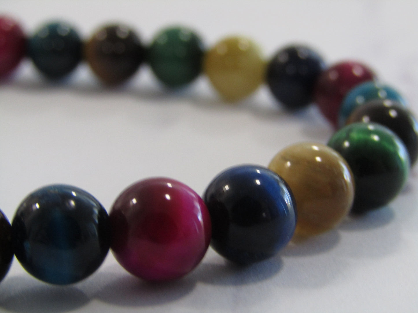 Colourful Tigers Eye (dyed) bracelet - 8mm