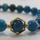 Grade A Apatite with bracelet 18k gold plated frame and spacer beads - 8mm