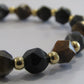 Petrified wood (star cut) bracelet with 24k gold plated spacer beads - 7-8mm