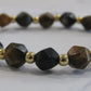 Petrified wood (star cut) bracelet with 24k gold plated spacer beads - 7-8mm