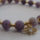Lepiodolite / Purple Mica Stone (6mm) bracelet with 18k gold plated butterfly charm and spacer beads