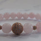 Grade A Rose Quartz bracelet with grade AAA Cubic Zirconia rose gold beads