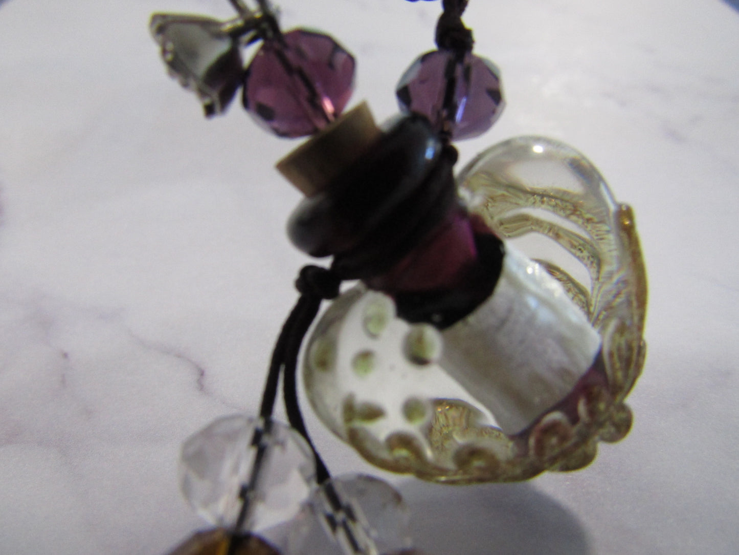 Lampwork heart essential oil bottle pendant