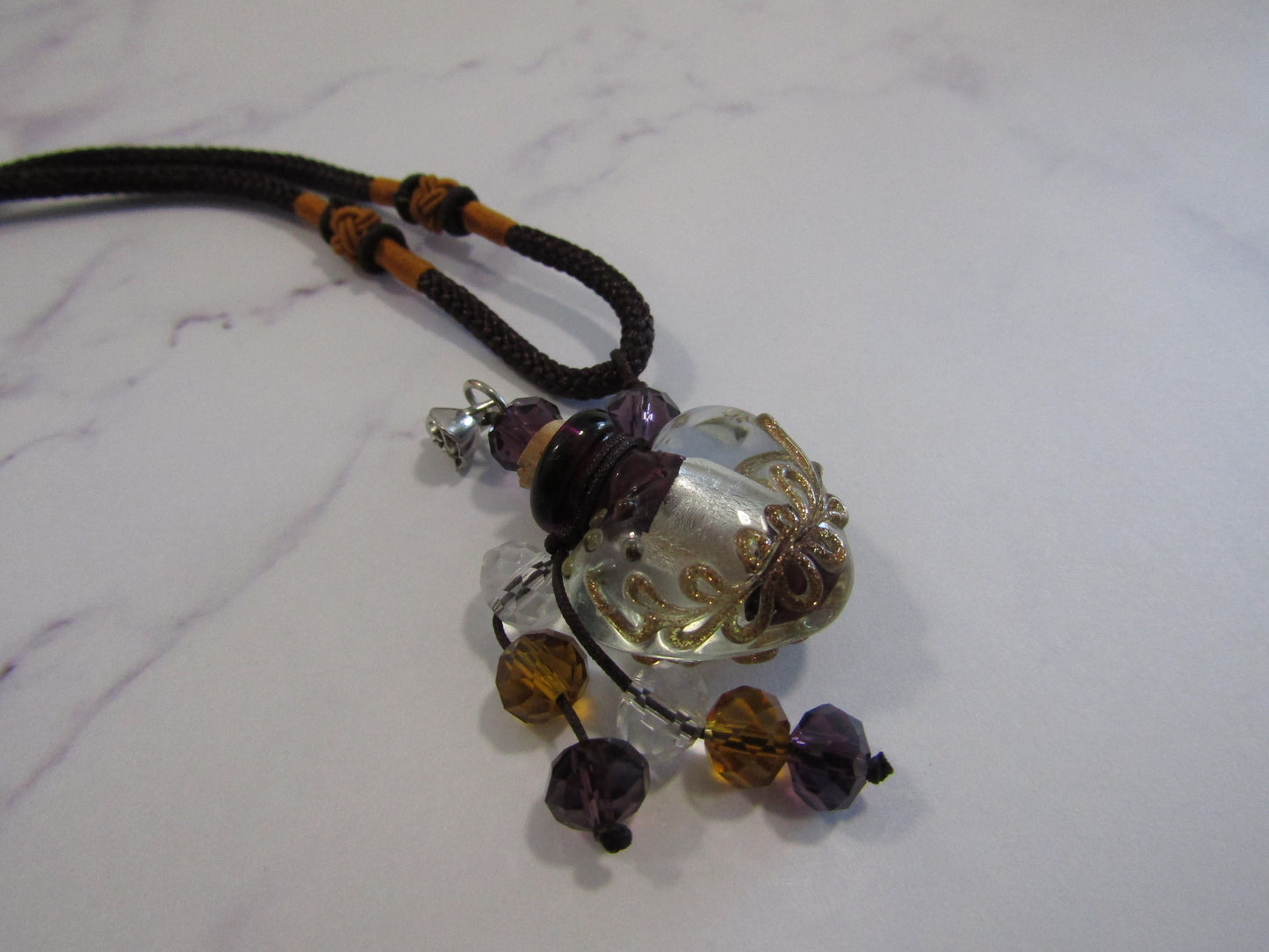 Lampwork heart essential oil bottle pendant