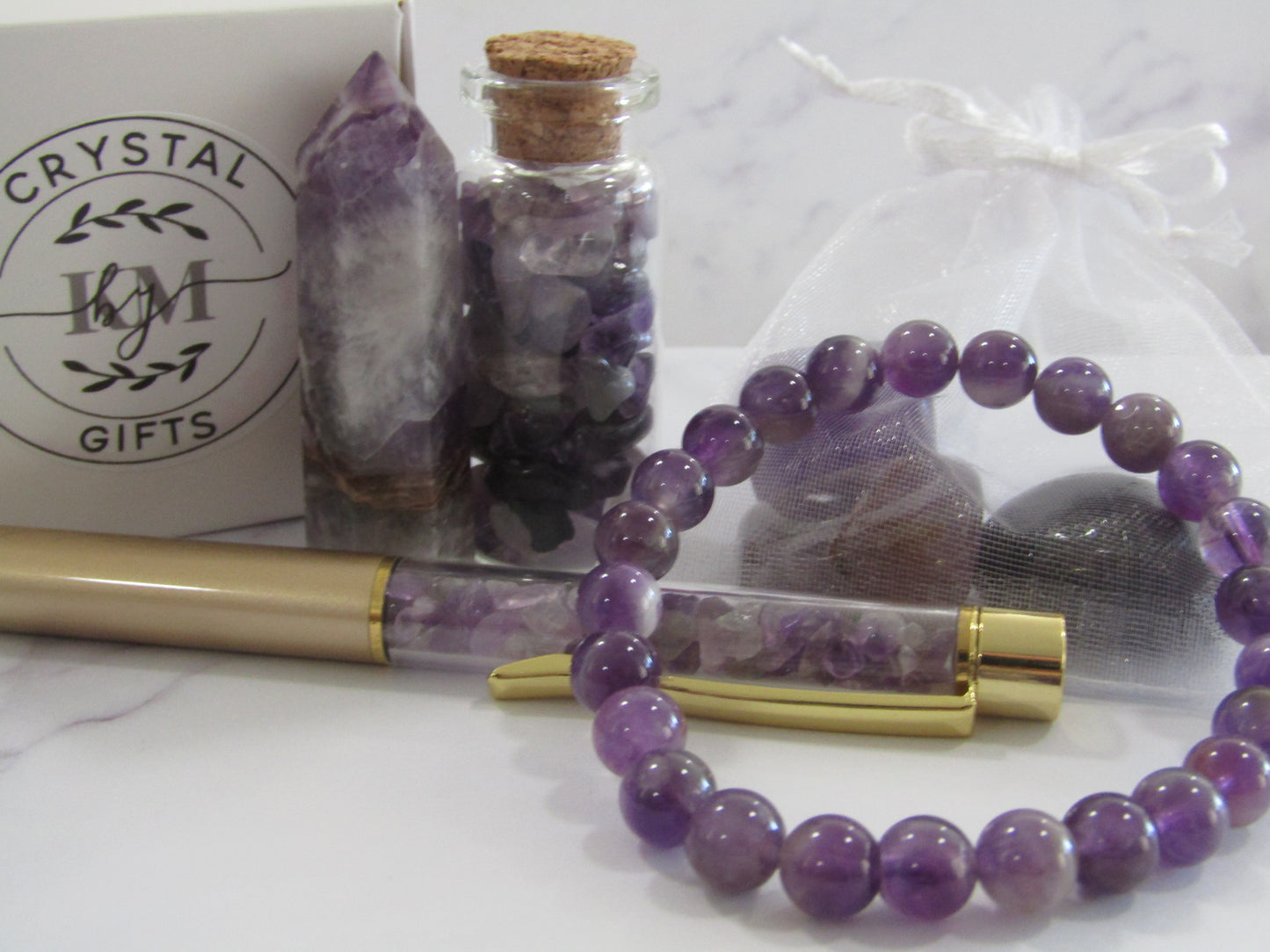 Gift Box - Amethyst with Gold Pen