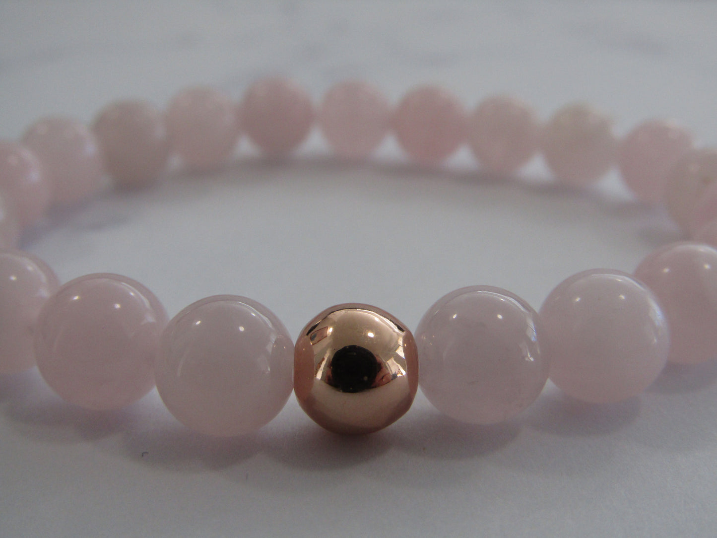 Grade A Madagascar Rose Quartz bracelet with 24k rose gold filled bead