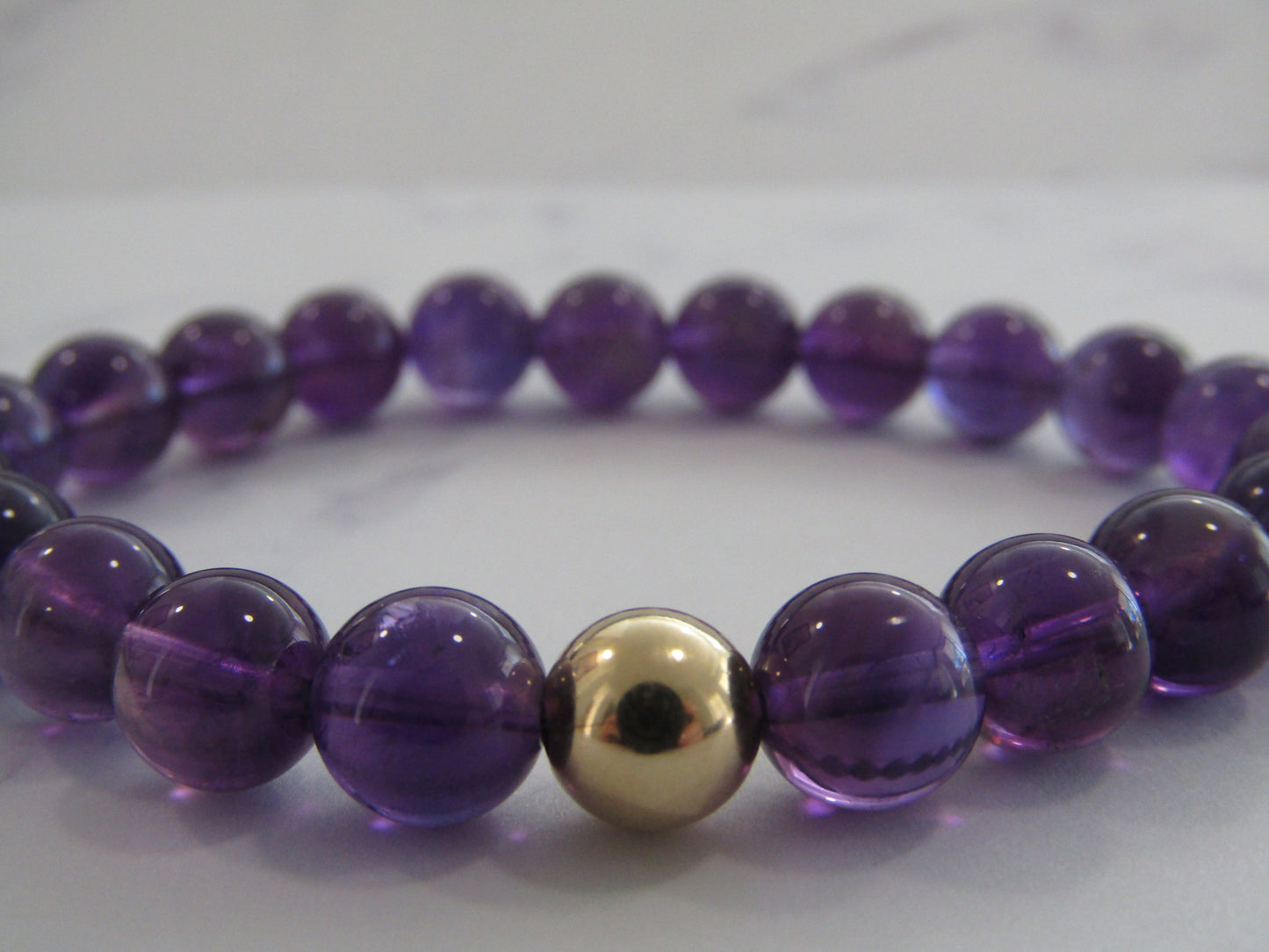 Grade AA+ AMETHYST bracelet with 14k gold filled bead