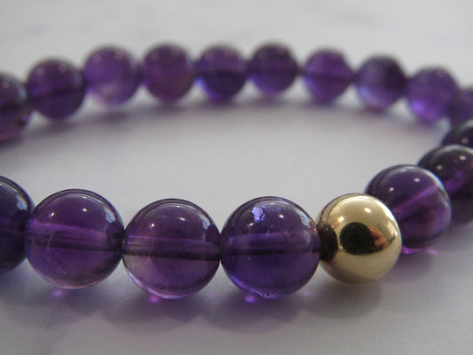 Grade AA+ AMETHYST bracelet with 14k gold filled bead