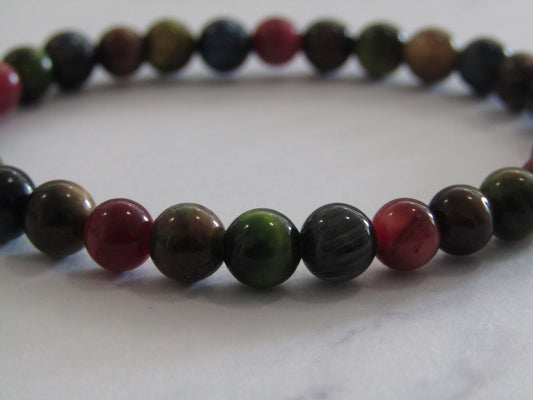 Colourful Tigers Eye (dyed) bracelet - 6mm