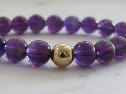 Grade AA+ AMETHYST bracelet with 14k gold filled bead