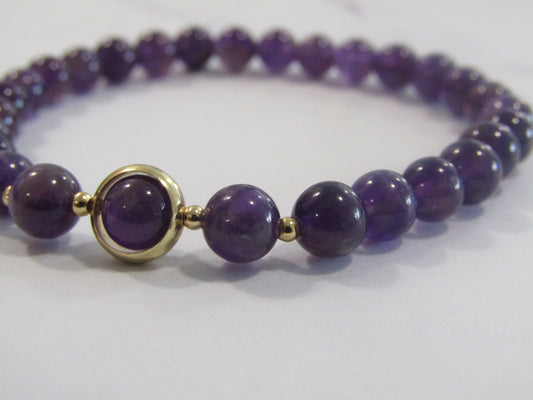 Grade A Amethyst bracelet with 14k gold plated frame