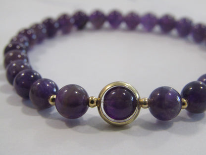 Grade A Amethyst bracelet with 14k gold plated frame