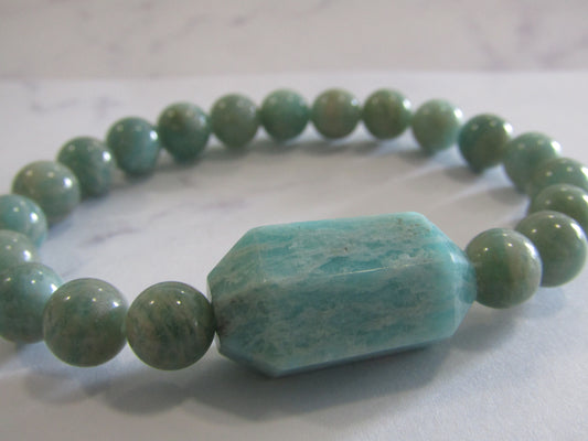 Amazonite bracelet with Amazonite faceted bead