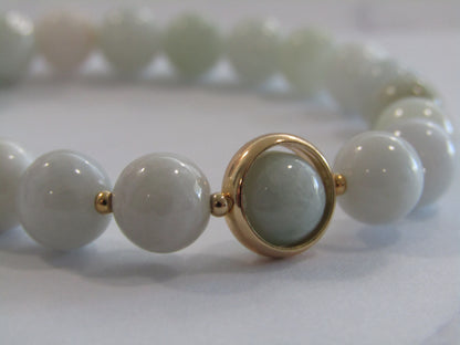 Grade A Jadeite bracelet with 18k gold plated frame and spacer beads